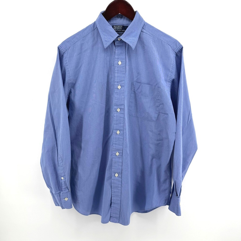 Polo Ralph Lauren Andrew Shirt Mens 16-34 Blue Cotton Micro Check Button Down